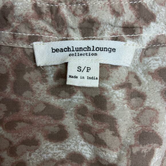 Beach Lunch Lounge Size Small Leopard‎ Print Button Down Shirt Long Sleeve - Picture 5 of 8
